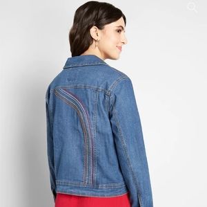 NWT Modcloth Rainbow With Me Denim Jacket